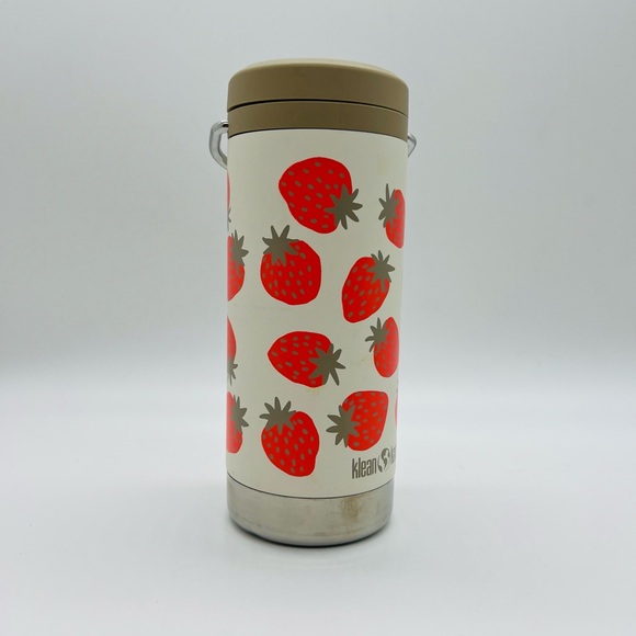 Klean Kanteen Strawberry Print Insulated Water Bottle - Cream & Red 12 Ounce - Picture 5 of 13